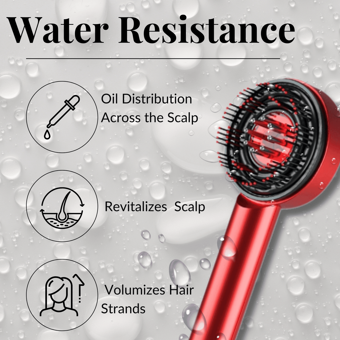 Waterproof scalp massage brush with LED lights and oil dispenser