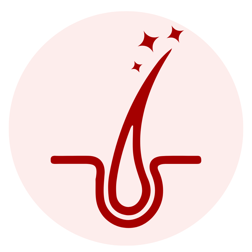 Boost hair follicle with stars on a white background inside a circle